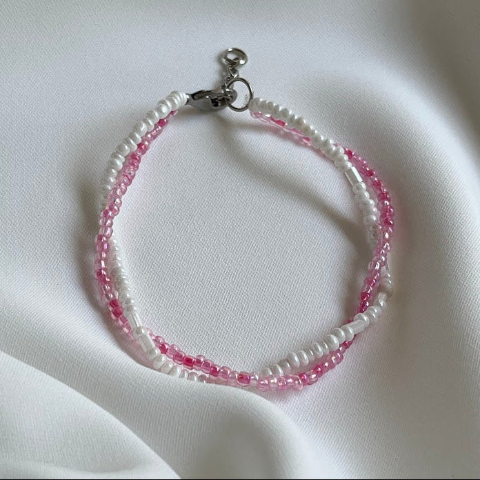 Pink and White Swirl Bracelet