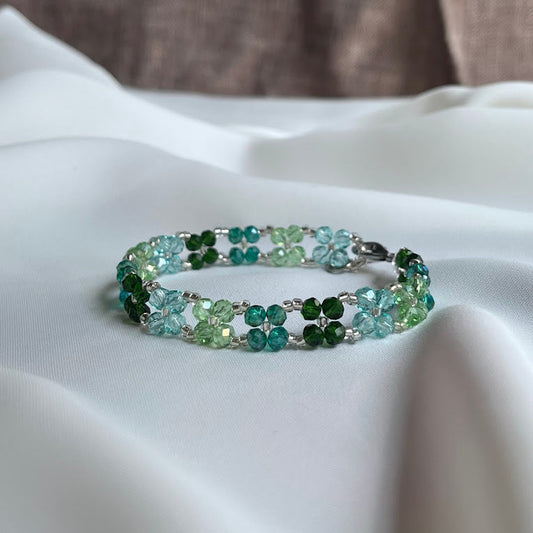 Multi-Tone Crystal Glass Bead Bracelet