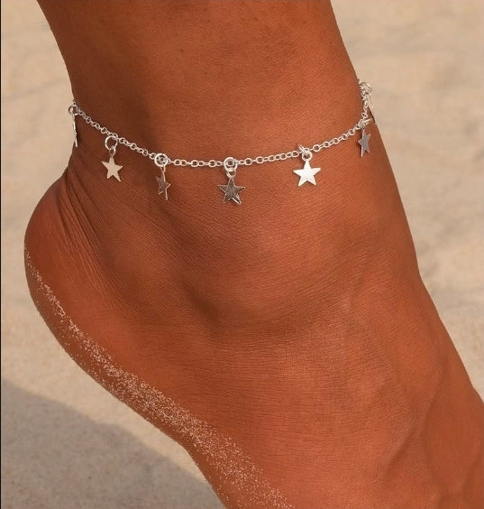 Silver Stars Anklet | Y2K