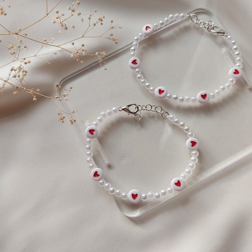 Pearl Heart Bracelet Y2K