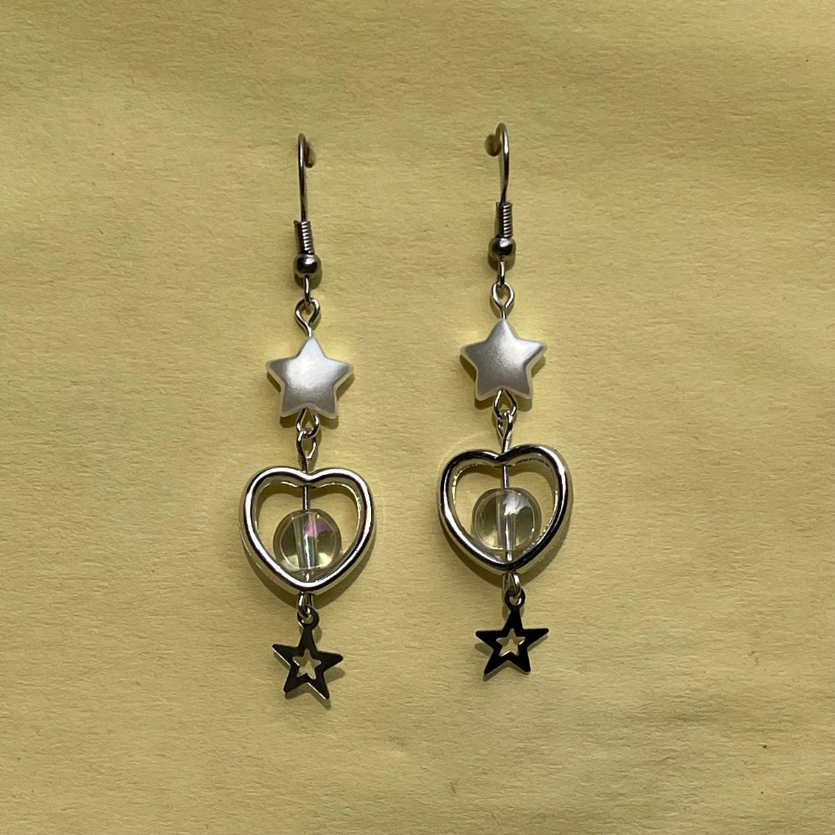 White Star Heart Dangles