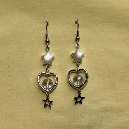 White Star Heart Dangles