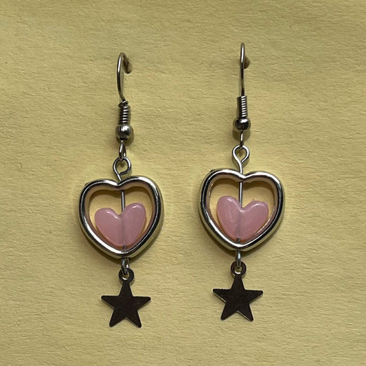 Pink Heart & Star Earrings
