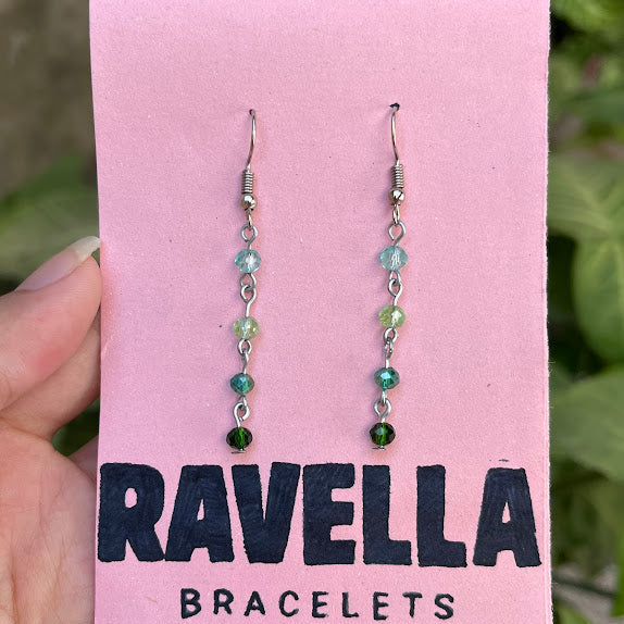 Gradient Green Crystal Bead Earrings