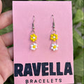 Yellow & White Seed Bead Daisy Earrings