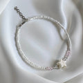 White & Pink Seed Bead Star Focal Bracelet