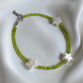 Triple Star & Translucent Green Bead Bracelet