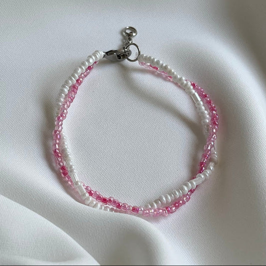 Pink and White Swirl Bracelet
