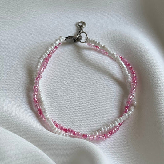 Pink and White Swirl Bracelet