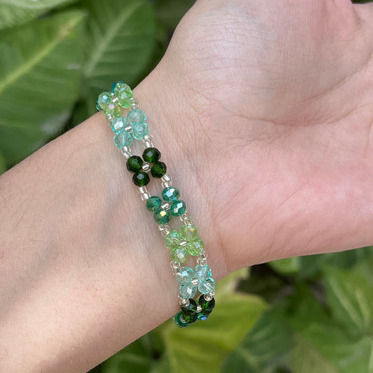 Multi-Tone Crystal Glass Bead Bracelet