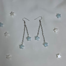 Double Star Dangle Chain Earrings