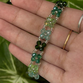 Multi-Tone Crystal Glass Bead Bracelet