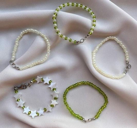 5 Pcs Sage Green Bracelet Stack