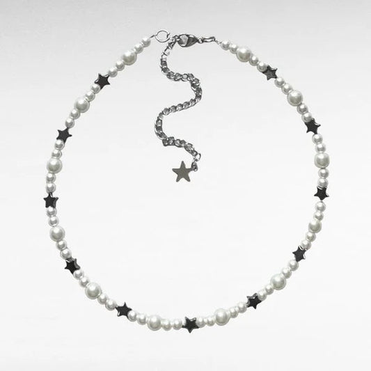 Y2K Style Star & Pearl Choker