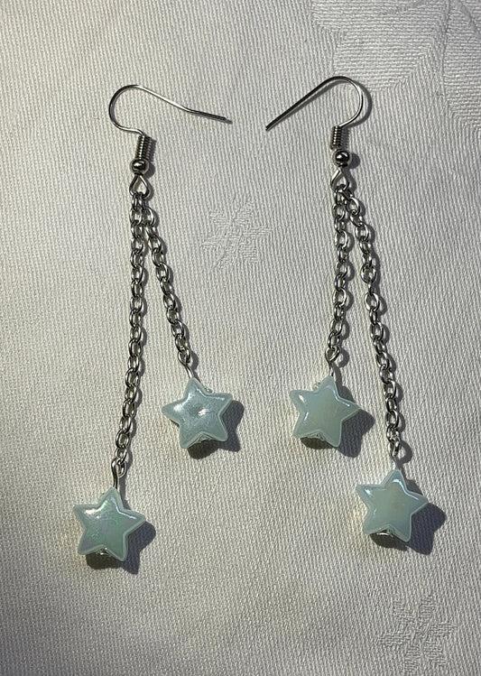 Double Star Dangle Chain Earrings