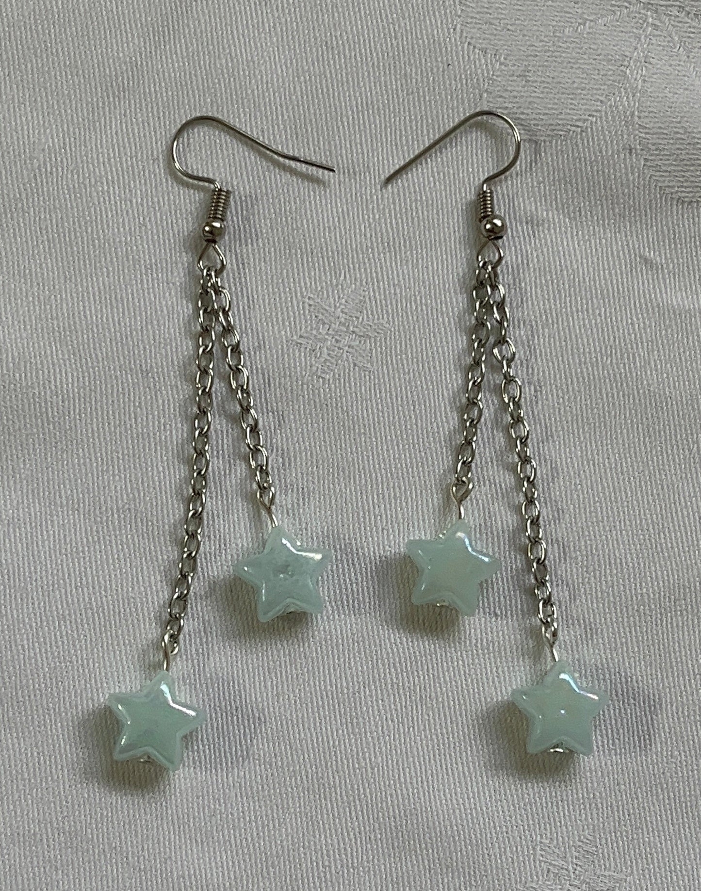 Double Star Dangle Chain Earrings