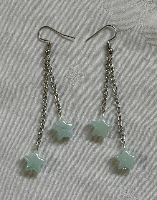 Double Star Dangle Chain Earrings