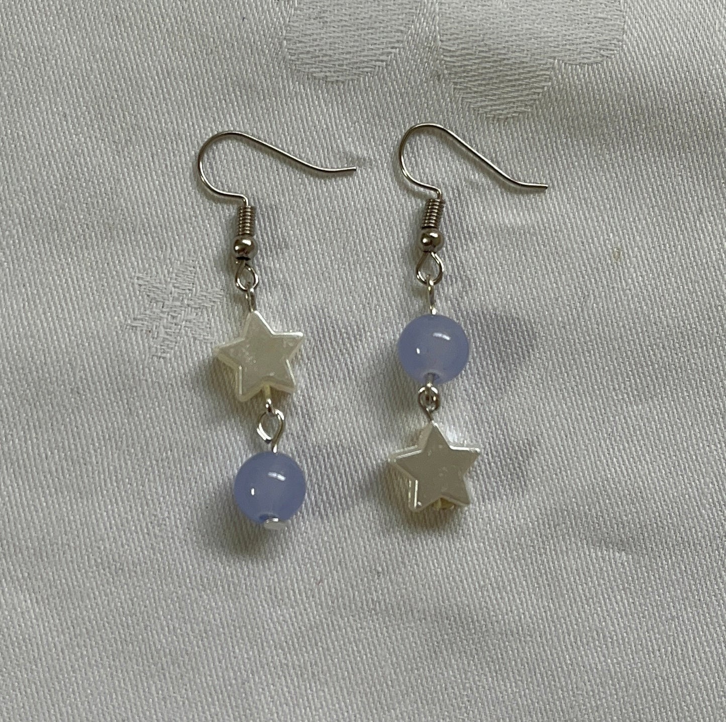 Asymmetric Star & Purple Bead Earrings